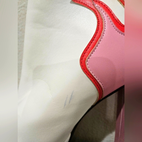 Sold on depop.  Wemons White Platforms with Pink Flames - Picture 4 of 5